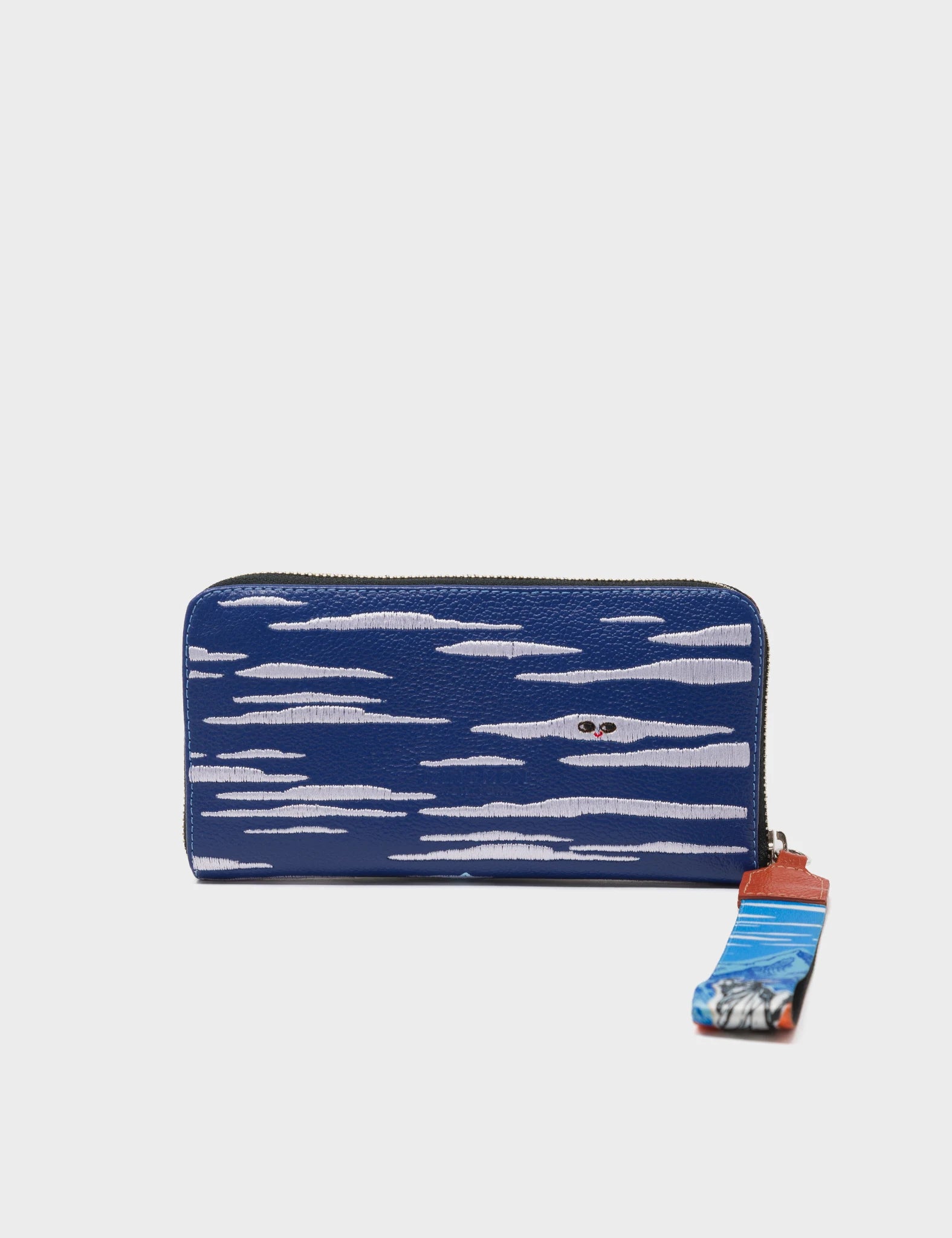 Francis Royal Blue Leather Wallet - Desert, Mountains and Flowers Design