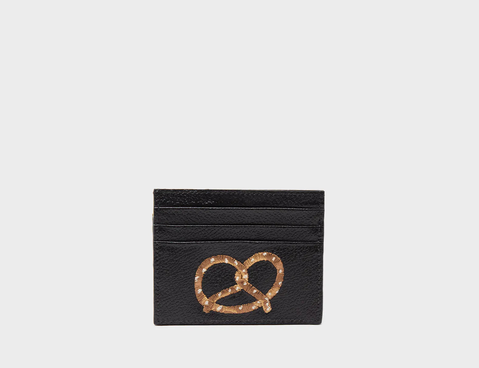 Felix Yellow and Gray Leather Cardholder - Eye Love New York Embroidery - Front View