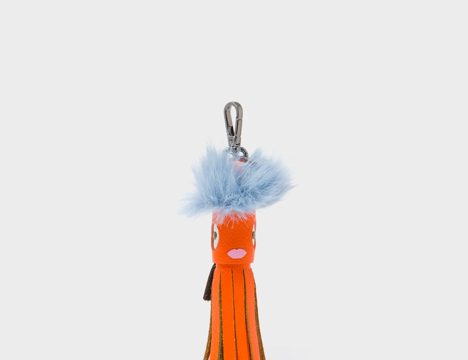 Callie Marie Mayne - Neon Orange Leather and Blue Faux Fur - Front