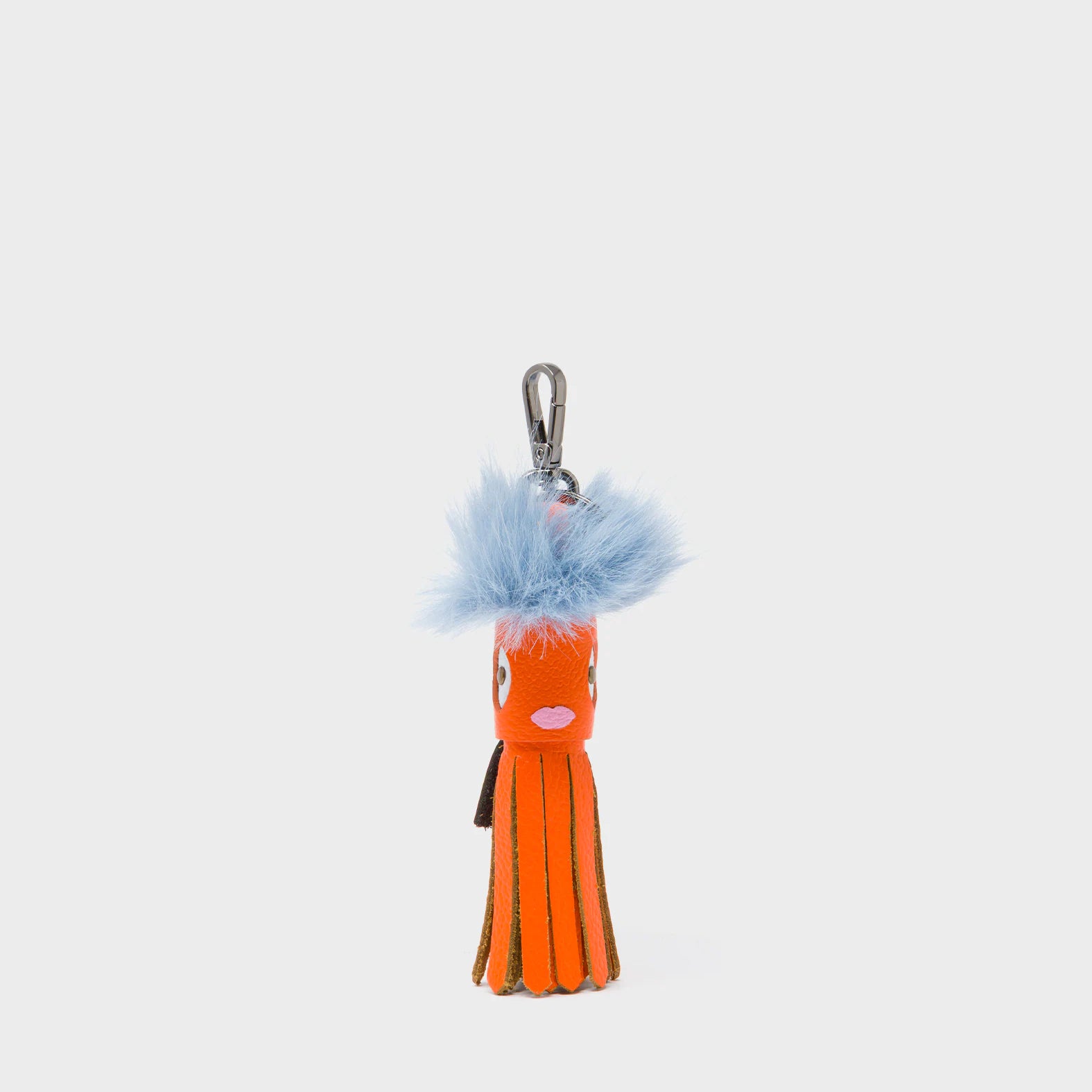 Callie Marie Mayne - Neon Orange Leather and Blue Faux Fur - Front