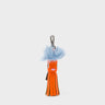 Callie Marie Mayne - Neon Orange Leather and Blue Faux Fur - Front
