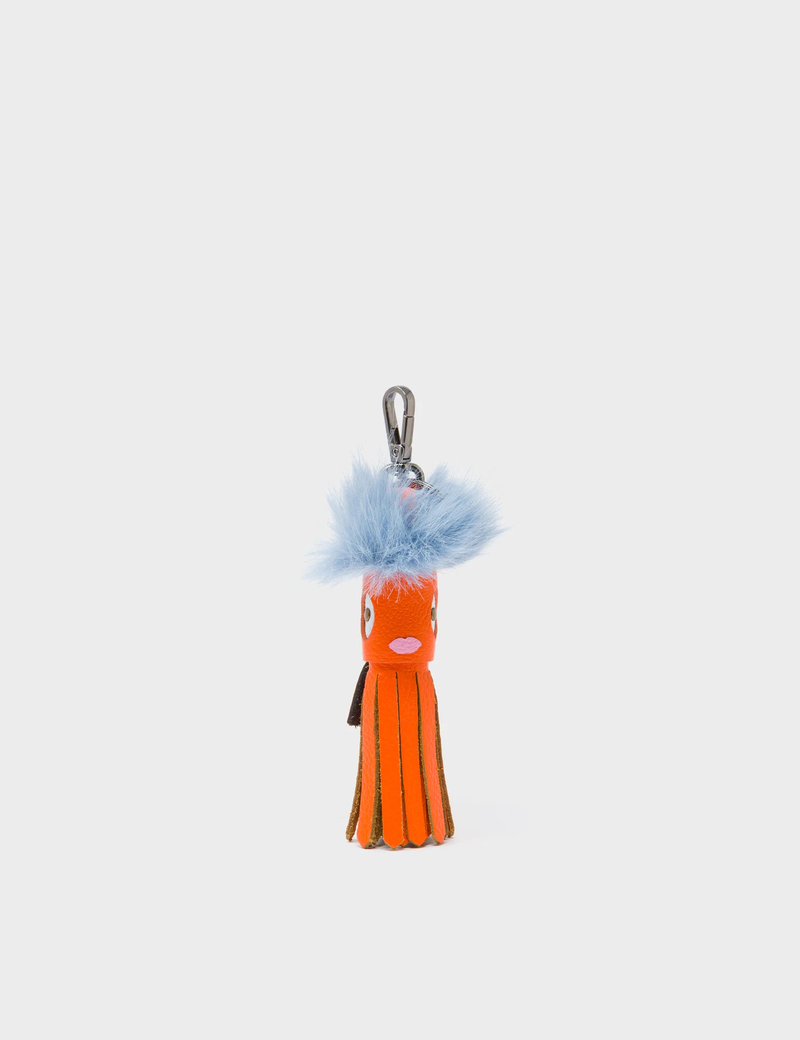 Callie Marie Mayne - Neon Orange Leather and Blue Faux Fur - Front