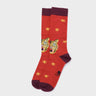 Brown Socks - Happy Tiger Motive - Left Side View