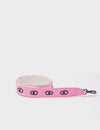 Detachable Taffy Pink Leather Shoulder Strap - All Over Eyes Embroidery