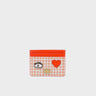 Filium Cream and Fiesta Red Leather Cardholder - Classic Eye and Heart Applique - Front