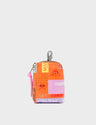 Florence Pouch Charm  - Lollipop Orange Leather Keychain Subway Stories Print - Front View