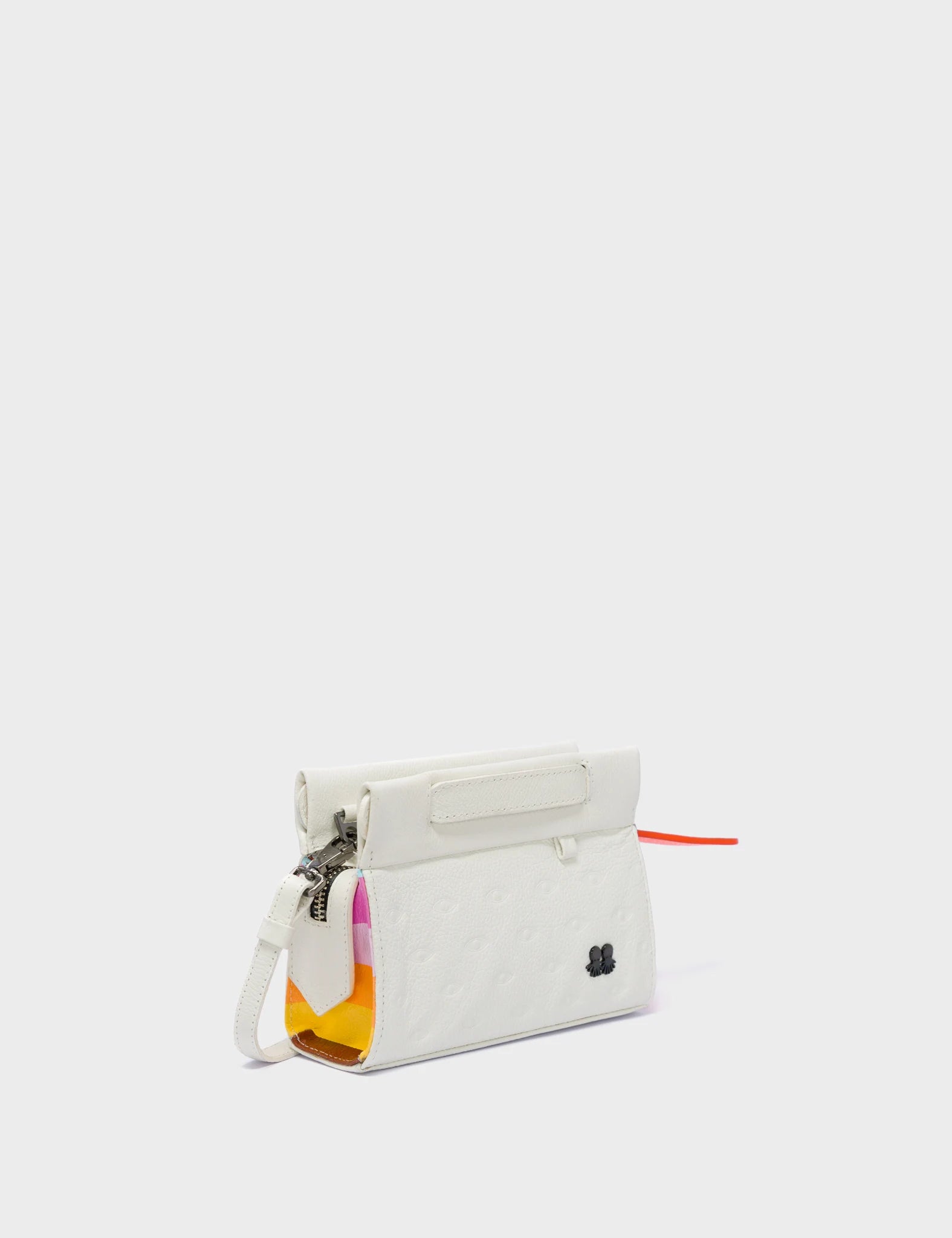 Vali Crossbody Micro Cream Leather Bag - Groovin’ Rainbow Design
