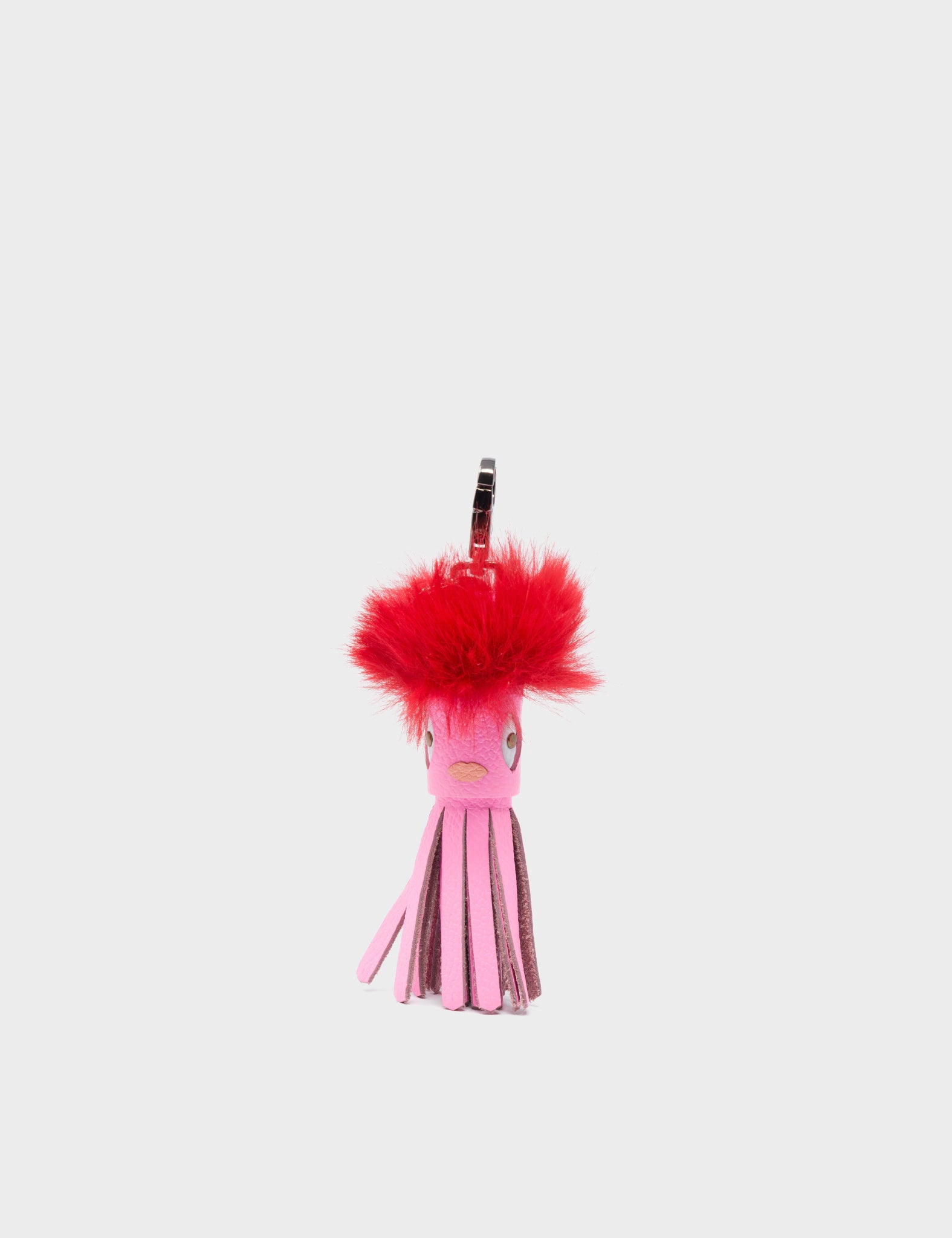 Callie Marie Mayne - Bubblegum Pink Leather and Red Synthetic Fur - Front View