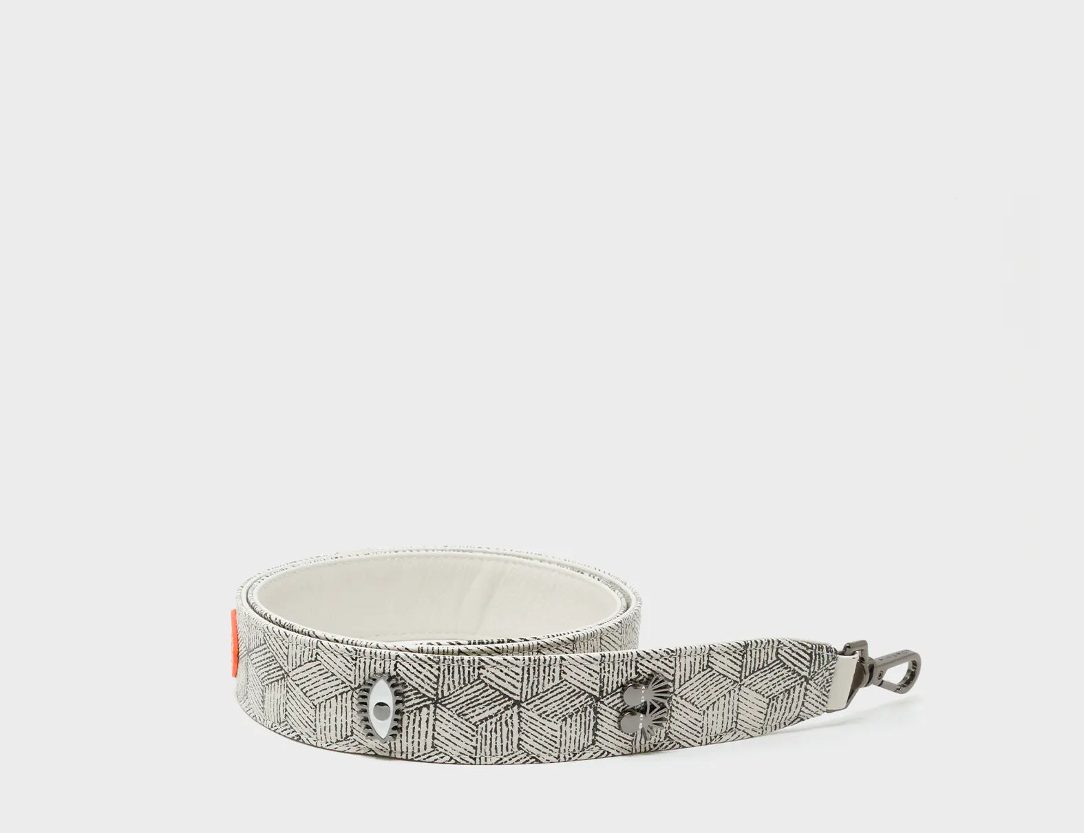 Detachable Cream Leather Shoulder Strap - Cubes Design - Strap View