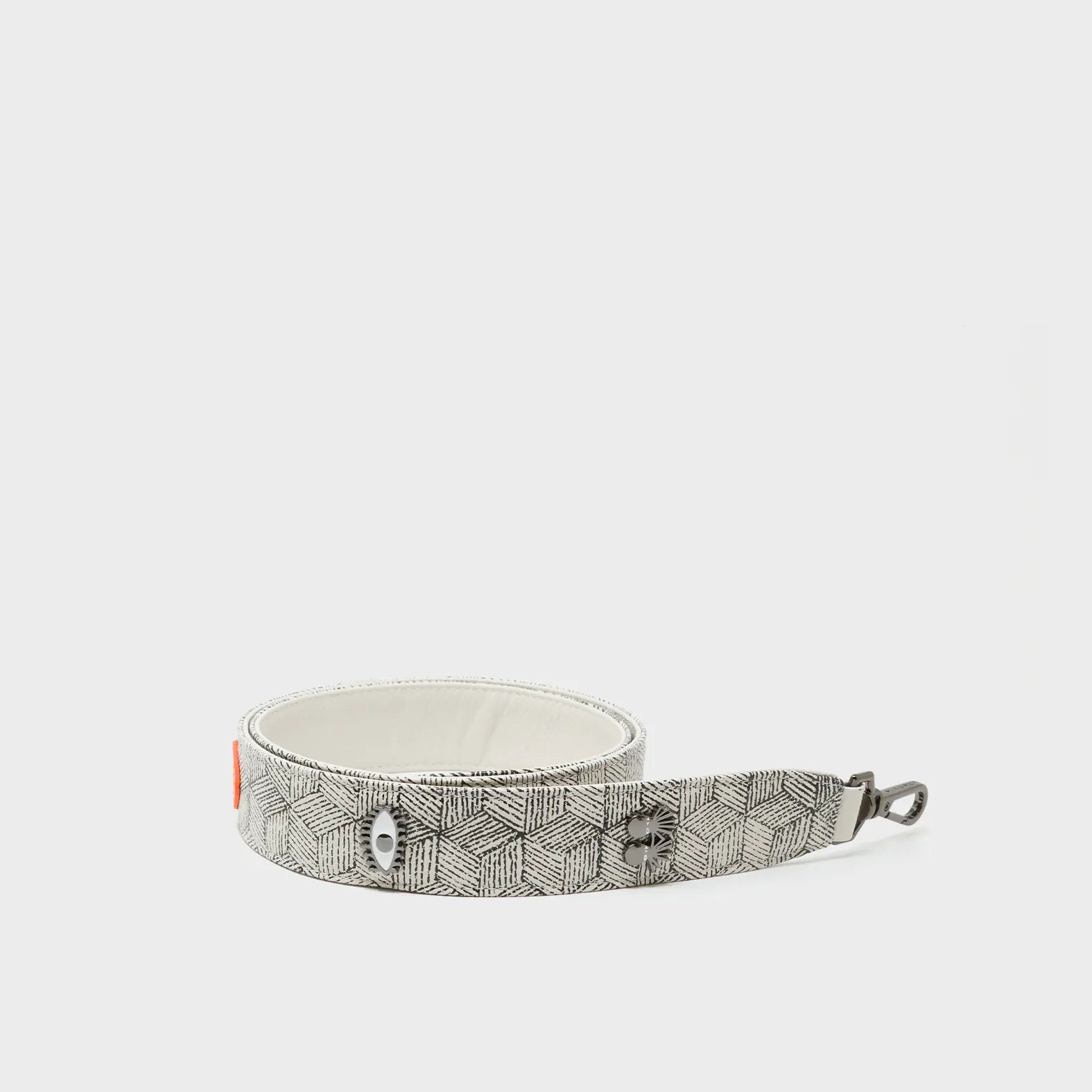 Detachable Cream Leather Shoulder Strap - Cubes Design - Strap View