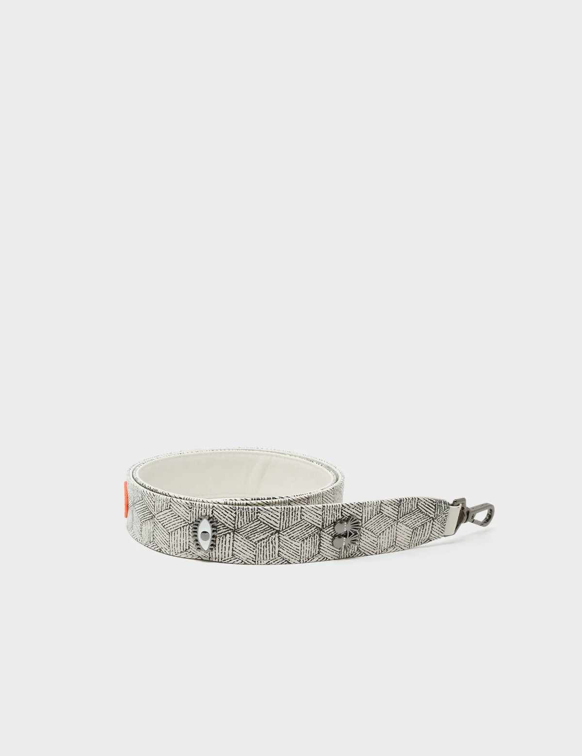 Detachable Cream Leather Shoulder Strap - Cubes Design - Strap View