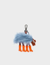 Wolf In Heels Charm - Blue Faux Fur and Neon Orange Boots Keychain