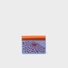 Filium Vista Blue Leather Cardholder - Retro Tiger Embroidery - Front view