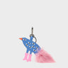 Bird In Boots Charm - Vista Blue and Pink Leather Keychain - Main view