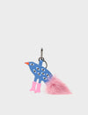Bird In Boots Charm - Vista Blue and Pink Leather Keychain