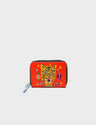 Frodo Fiesta Red Leather Zip Around Wallet - Tiger and Flowers Embroidery - Main View