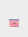 Filium Bubblegum Pink Leather Cardholder - Fuzzy Monster Applique
