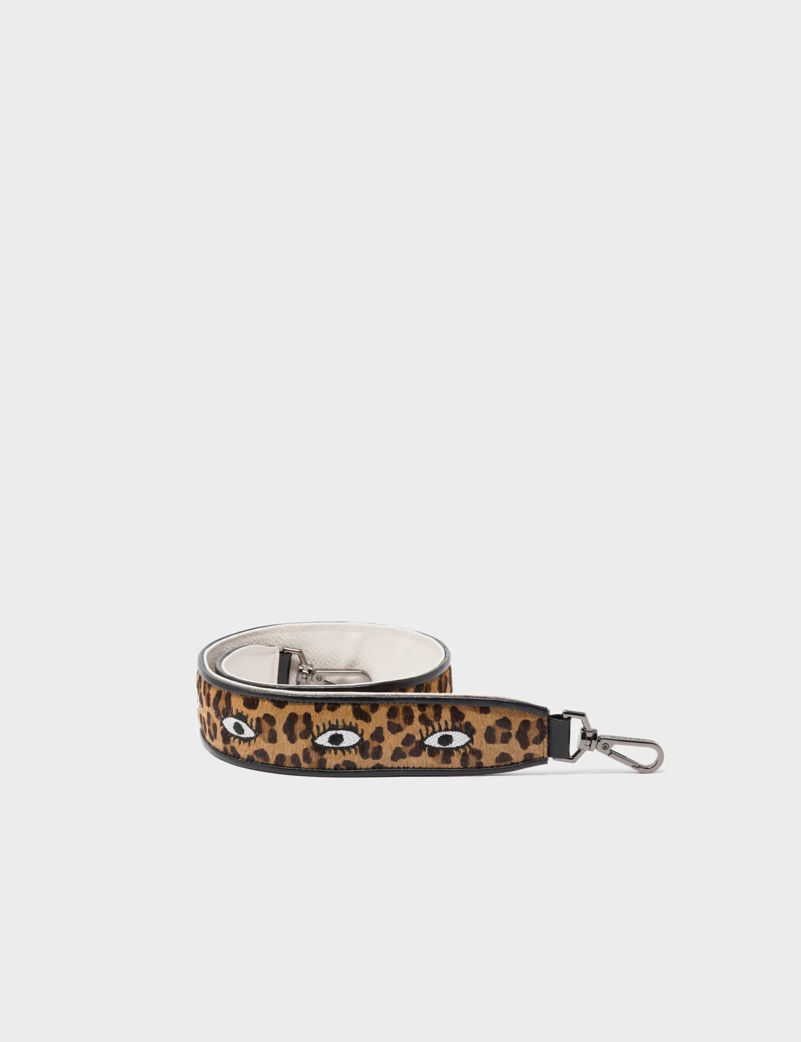 Short Detachable Animal Print Leather Strap - All Over Eyes Embroidery - Package