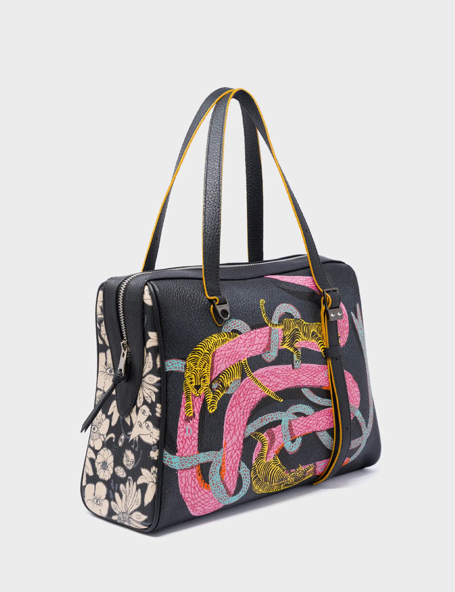 Esther Black Satchel Bag - Tangle Tales Black Design - Main View