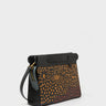 Vali Crossbody Black Leather Bag - Wild Heart Embroidery -  Side View