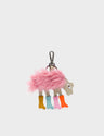 Wolf In Heels Charm - Pink Faux Fur and Multicolored Boots Keychain - Front