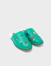 Marcelo Deep Green Leather Slippers - Woodlands Embroidery