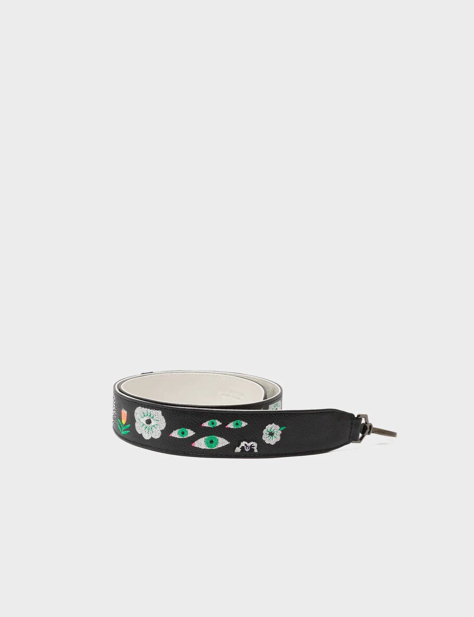 Detachable Black Leather Shoulder Strap - Floralia Embroidery  - How to pack it