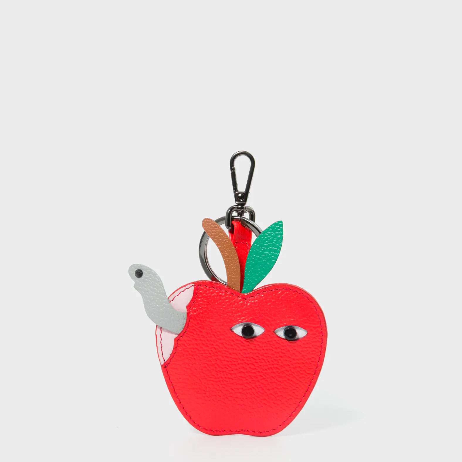 Wormhattan Charm - Fiesta Red Leather Keychain - Front View