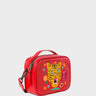 Verto Jester Red Leather Crossbody Bag - Happy Tiger Embroidery - Main View