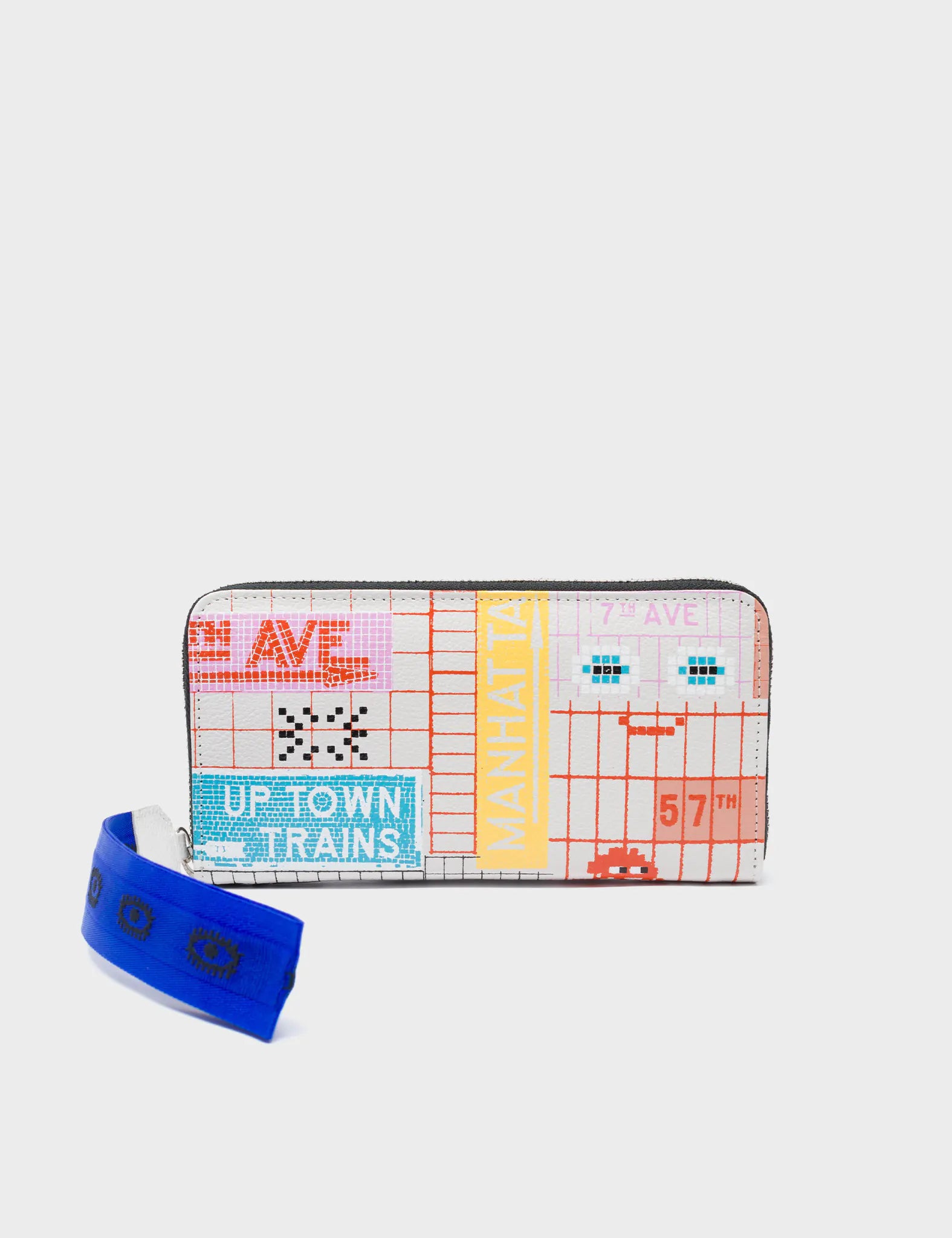 Francis Cream Leather Wallet -Subway Stories Print - Front View