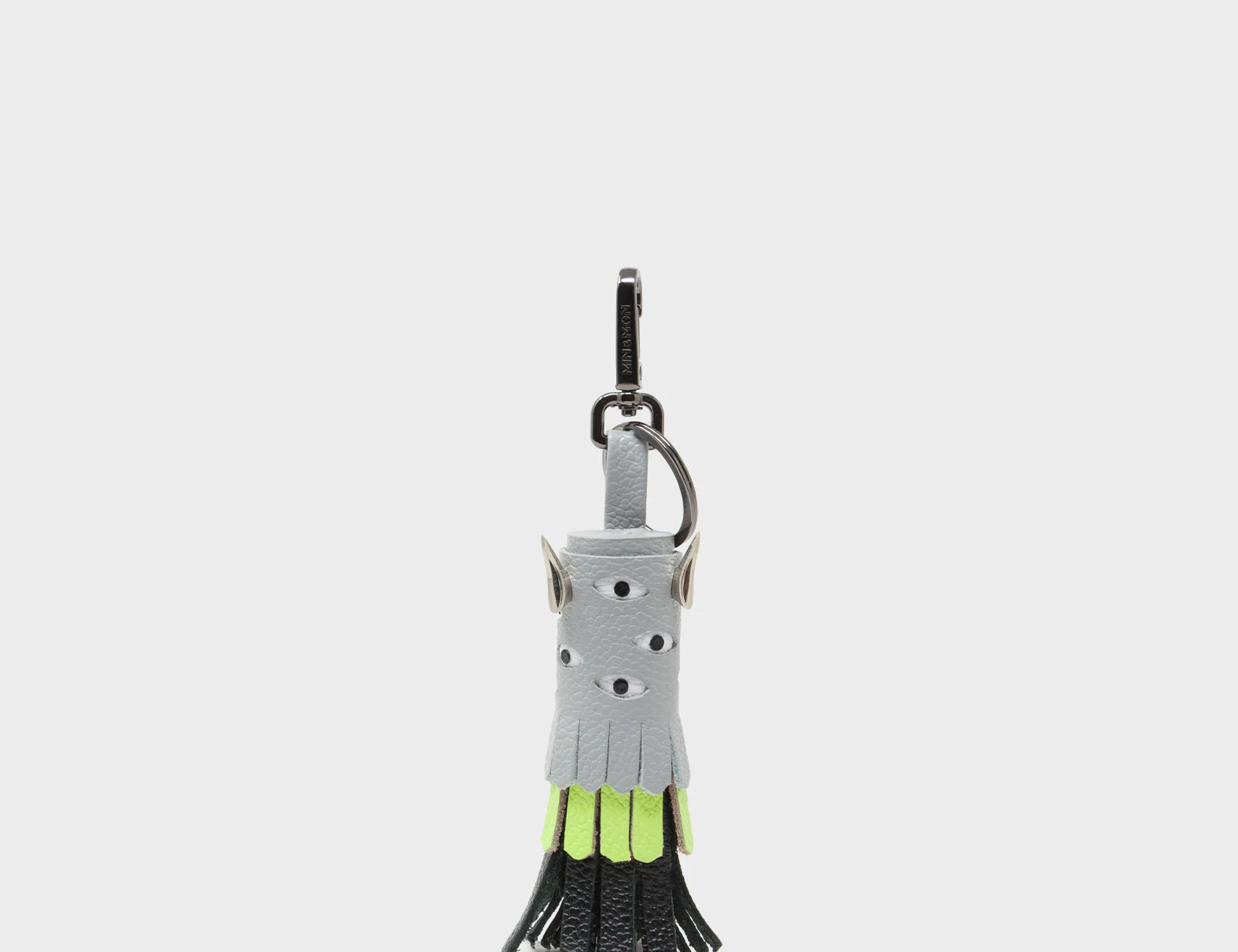Oliver The Ox Charm - Moonwalk Gray and Neon Lime Leather Keychain - Main VIew