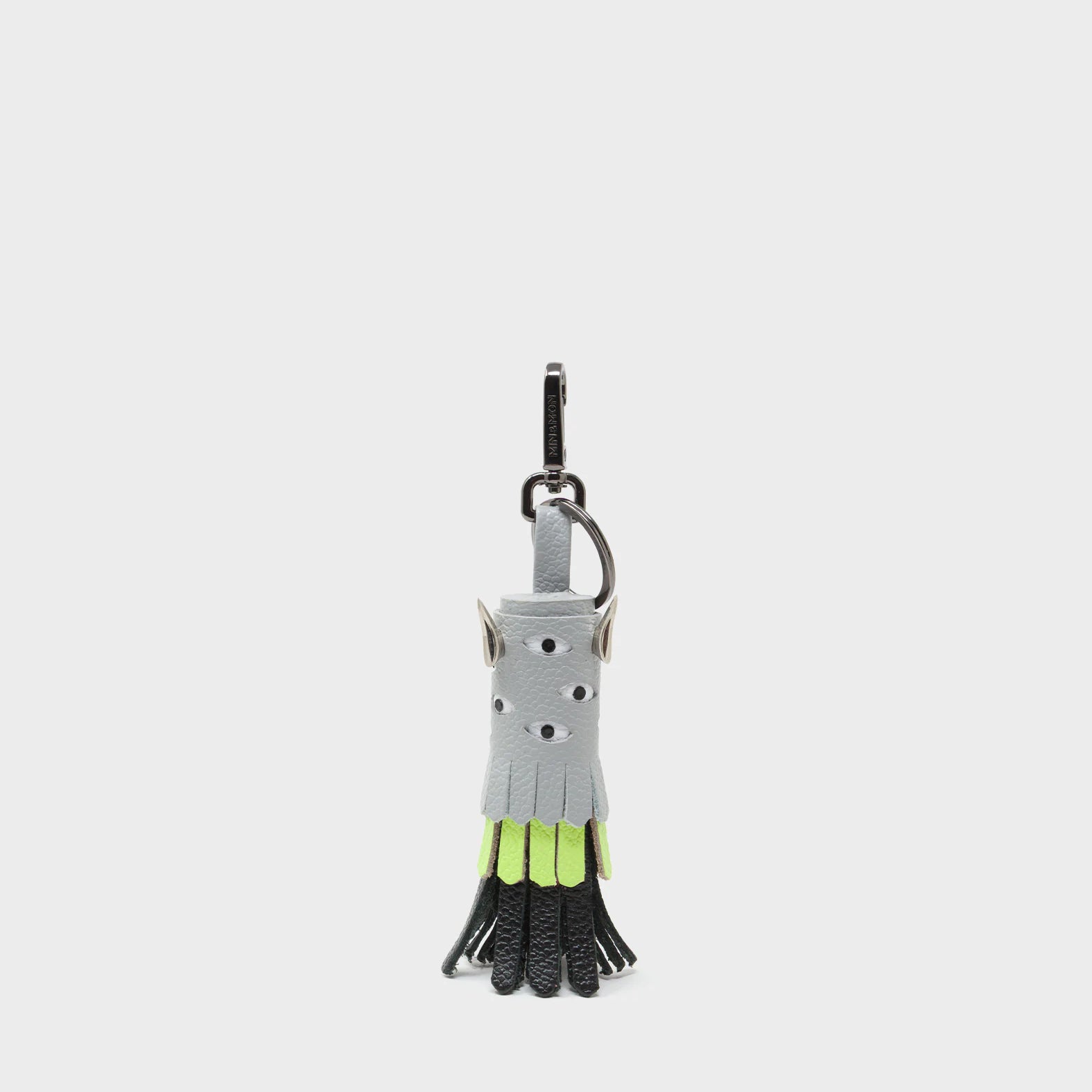 Oliver The Ox Charm - Moonwalk Gray and Neon Lime Leather Keychain - Main VIew