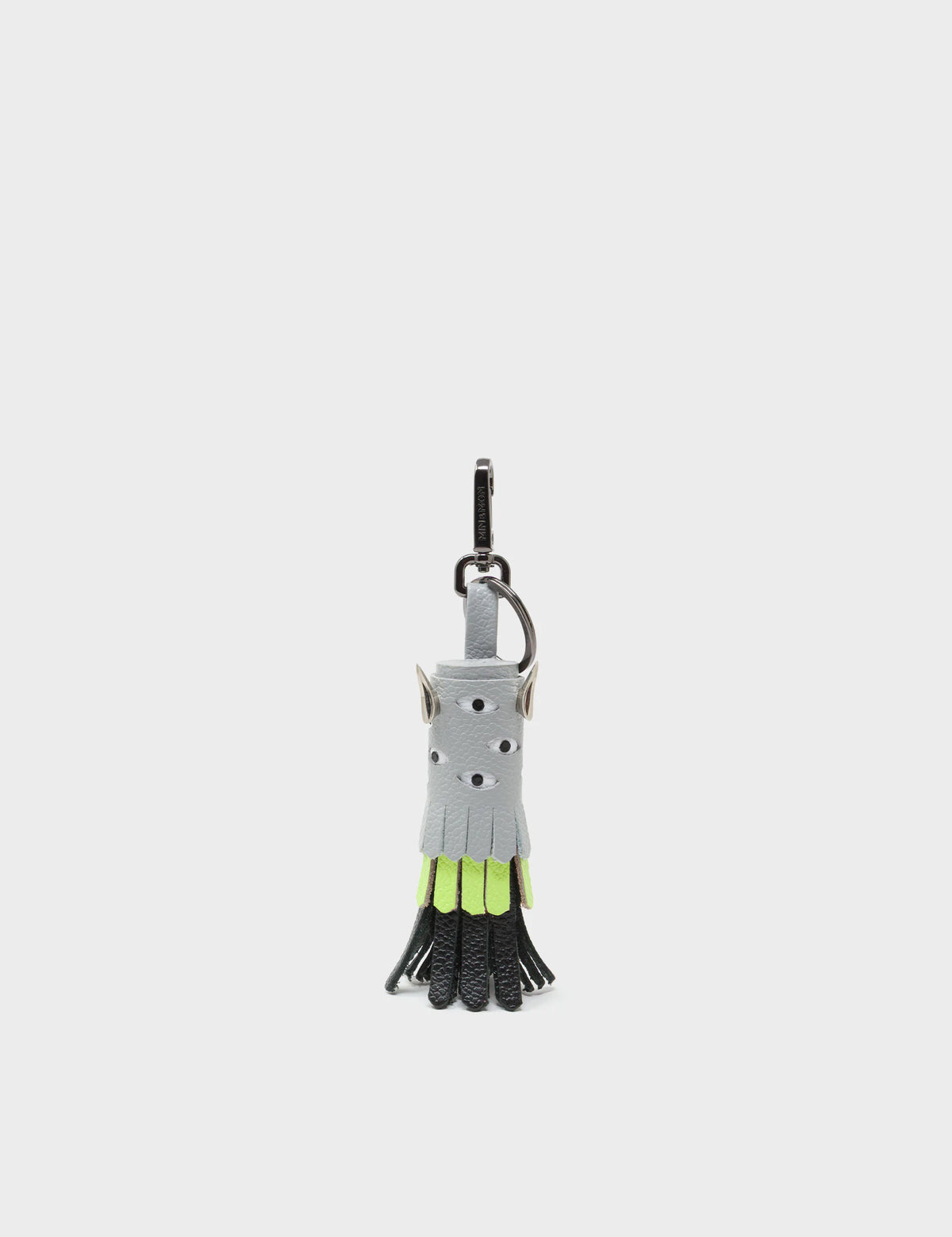 Oliver The Ox Charm - Moonwalk Gray and Neon Lime Leather Keychain - Main VIew