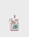 Florence Pouch Charm  - Parfait Pink Leather Keychain Flowers Print