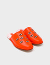 Marcelo Fiesta Red Leather Slippers - All Over Eyes Embroidery