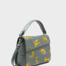 Anastasio Mini Crossbody Handbag Stormy Gray Leather - Tiger And Snake Print - Main View