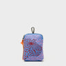 Florence Pouch Charm - Vista Blue Leather Keychain Retro Tiger Embroidery - Front View