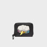 Frodo Black Leather Zip Around Wallet - Happy Cloud Applique - Front