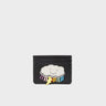 Filium Black Leather Cardholder - Happy Cloud Applique - Front