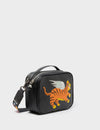 Verto Black Leather Crossbody Bag - Winged Tiger Embroidery