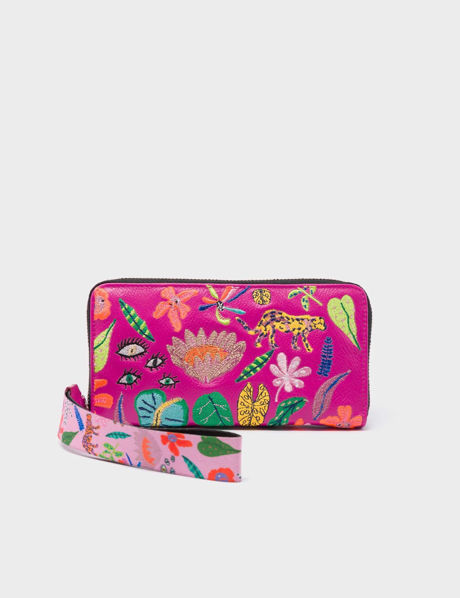 Francis Violet Leather Wallet - El Trópico Embroidery Design