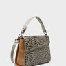 Anastasio Mini Crossbody Handbag Tuffet Brown Leather - Retro Tiger Embroidery - Main View