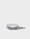 Detachable Short Cameo Blue Leather Shoulder Strap - Floral Print