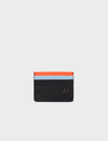 Filium Black And Neon Orange Leather Cardholder - Eyes Pattern Debossed