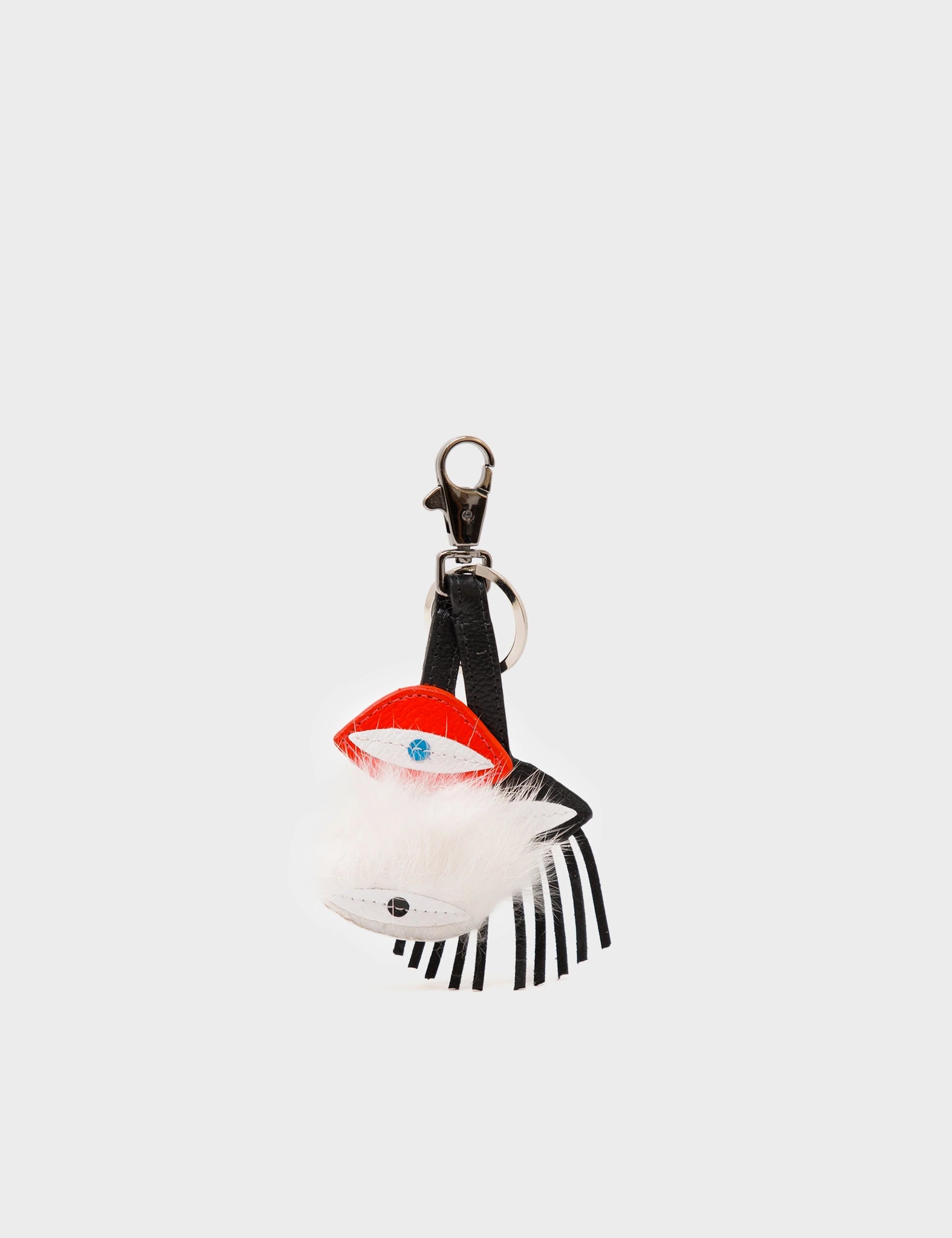 Eyes Charm - Black and Fiesta Red Leather Keychain