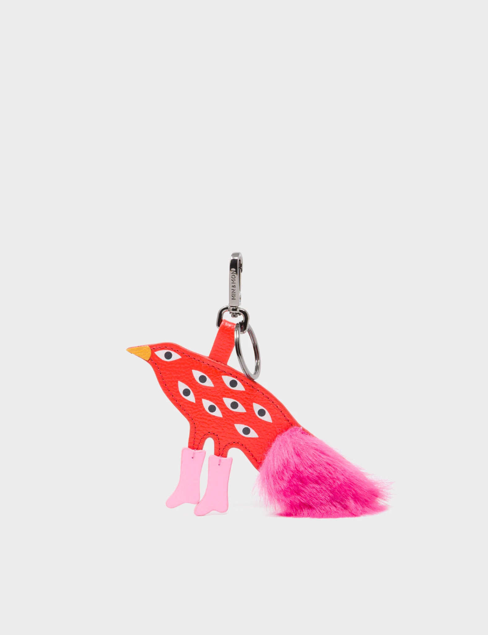 Bird In Boots Charm - Fiesta Red Leather Keychain - front