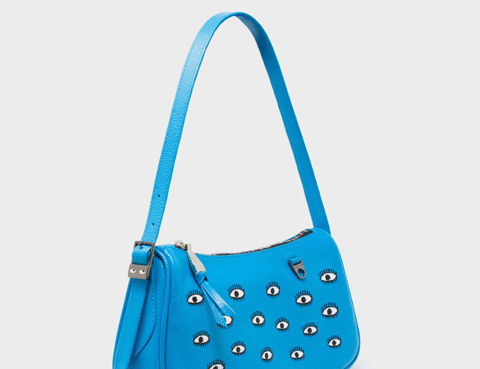 Lucas Hobo Mini Hawaii Blue Handbag - All Over Eyes Embroidery - Main View