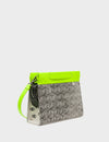 Vali Small Crossbody Cream and Neon Lime Leather Bag - Cubes Print