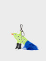 Bird In Boots Charm - Sharp Green Leather Keychain - Front