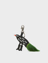 Bird In Boots Charm - Black and Green Leather Keychain